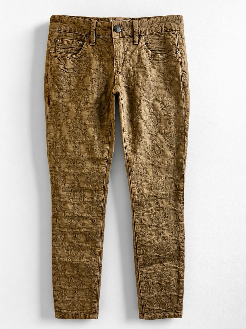 Free People Textured Jacquard Lace Skinny Jeans Brown size 25 / US size 2